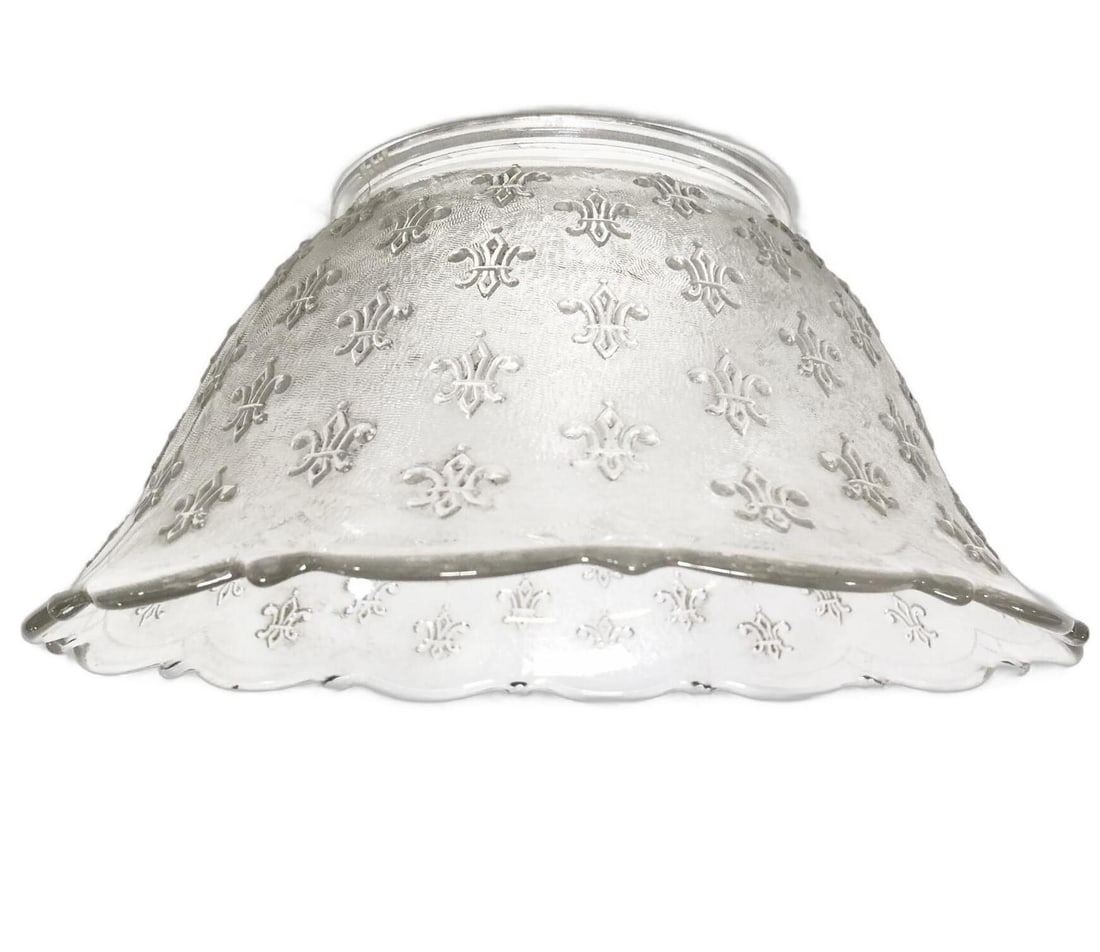 Victorian Textured Gas Light Shade w/ Fleur De Lis Details - 8