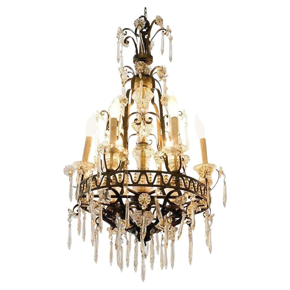 Louis XVI Revival Style French Crystal and Bronze Chandelier - 13