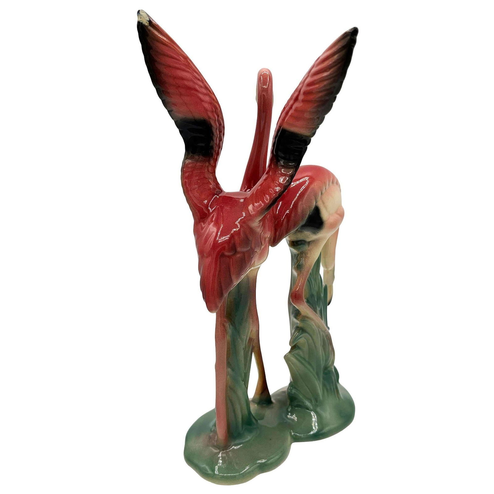 Rare Mid-Century Double Pink Flamingo Ceramic Tabletop Statue By Brad Keeler - 10