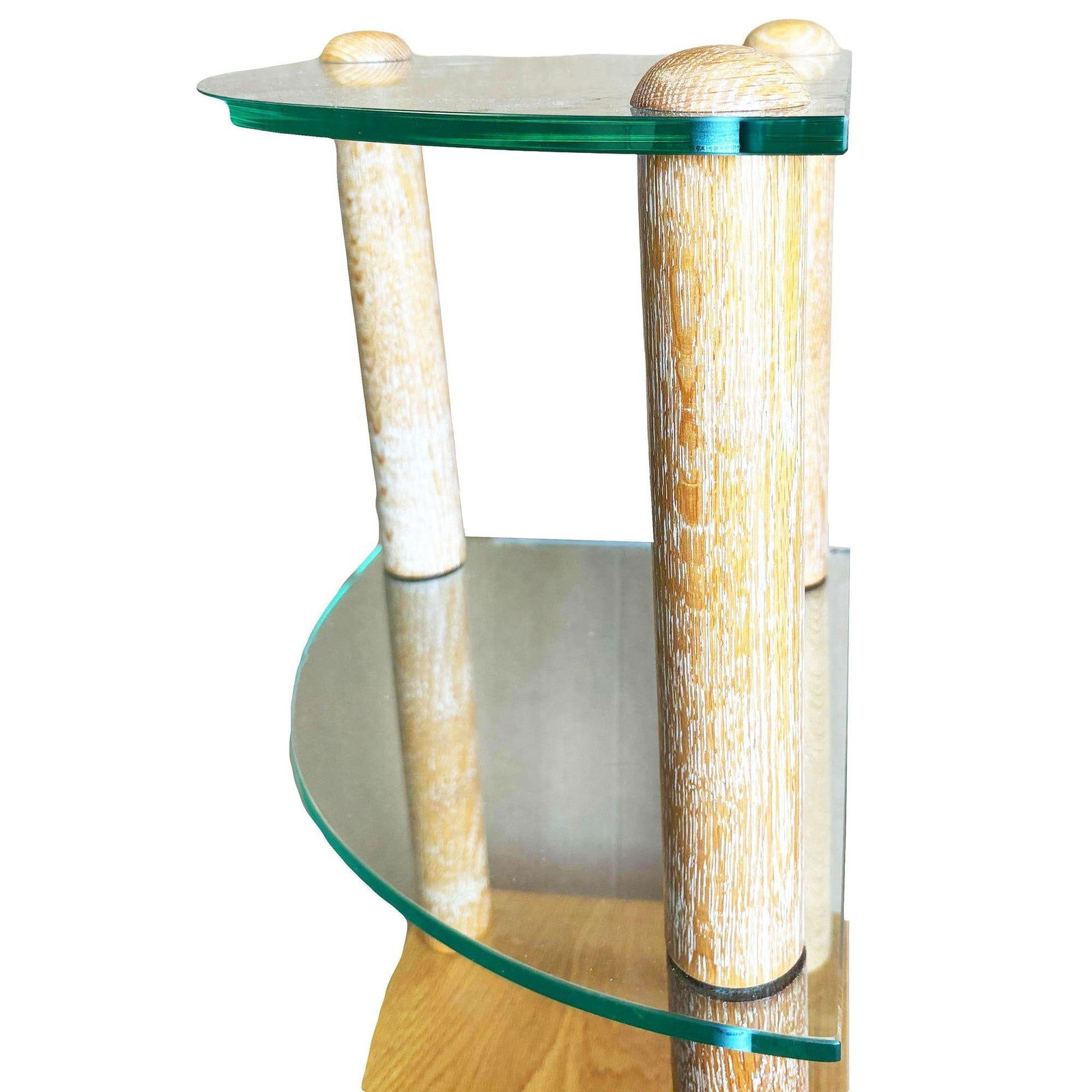 MCM Floating Glass & Walnut 30" Tall Corner Table Attributed to Gilbert Rohde - 16