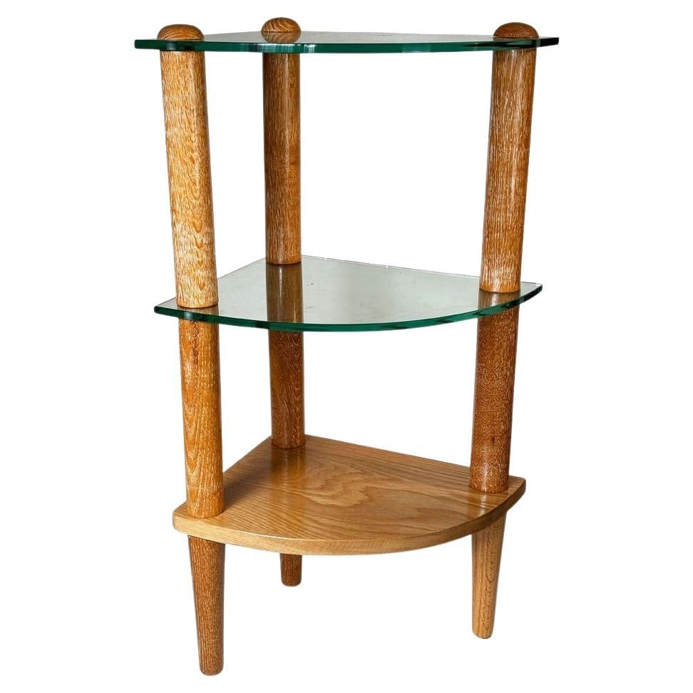 MCM Floating Glass & Walnut 30" Tall Corner Table Attributed to Gilbert Rohde - 7