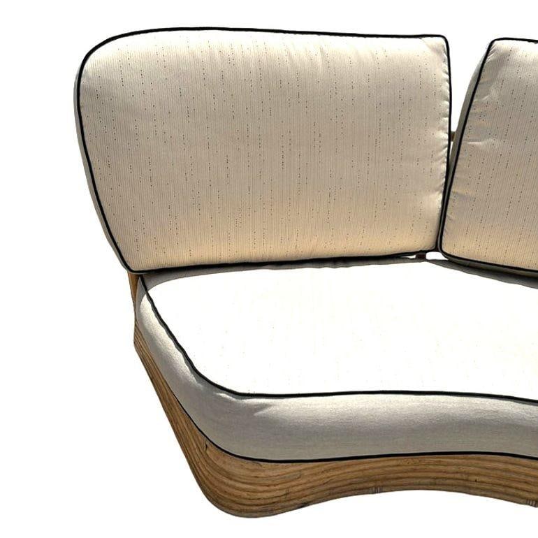 Restored 4 Person Curved Stacked Rattan Sectional Sofa - 13