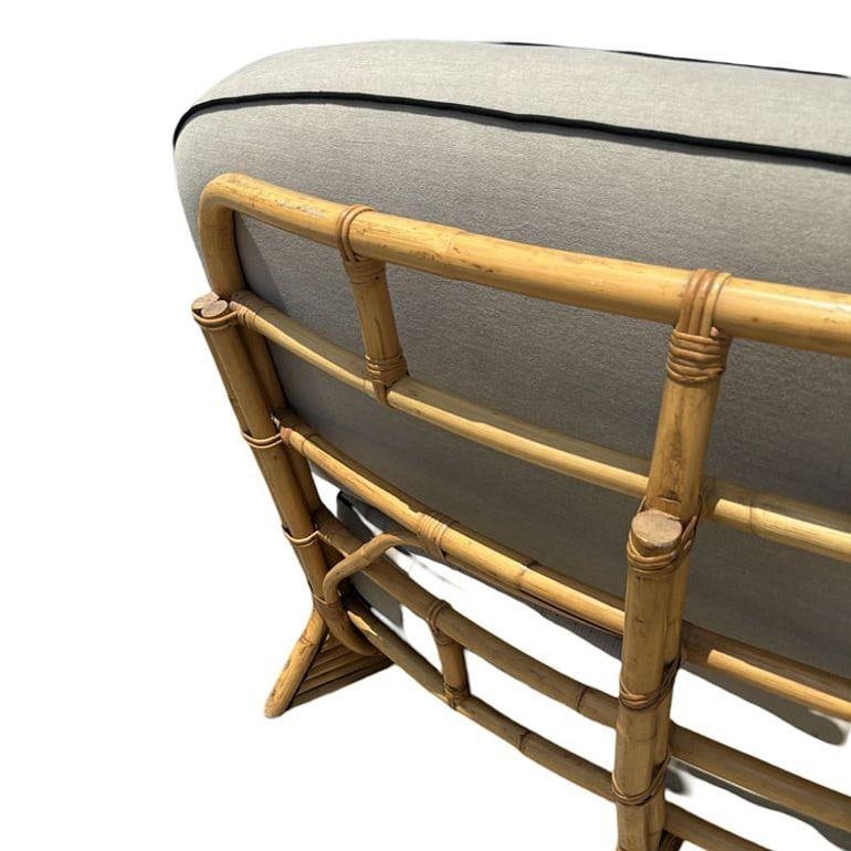 Restored 4 Person Curved Stacked Rattan Sectional Sofa - 15