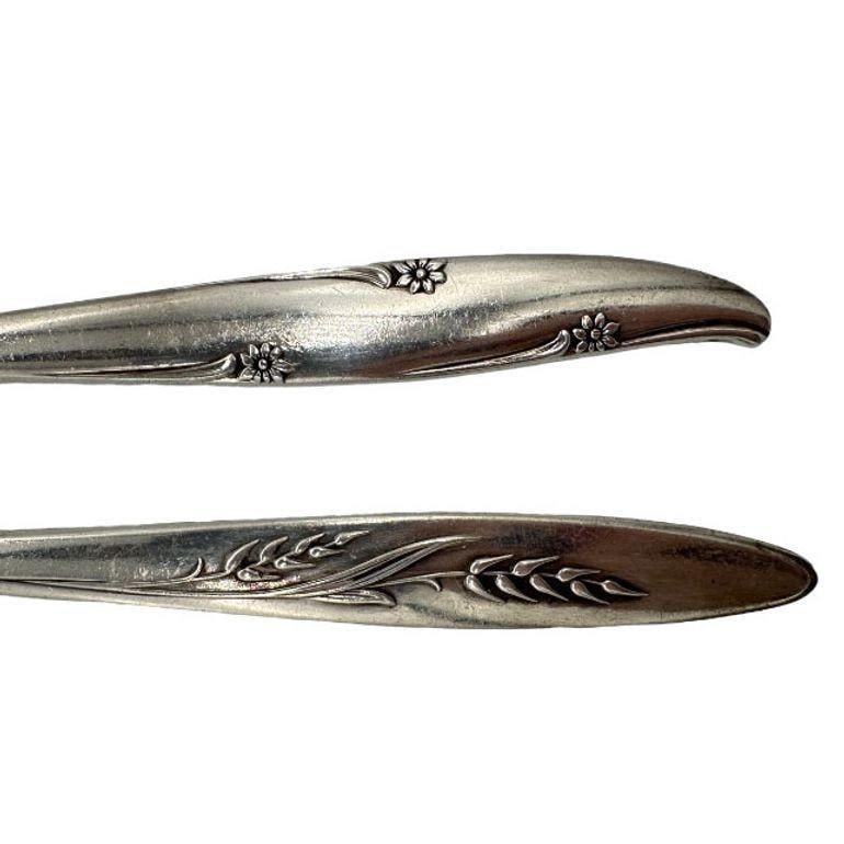 Mid-century "Silver Flower" & "Song of Autumn" Serving Spoons by Oneida Silver - 6