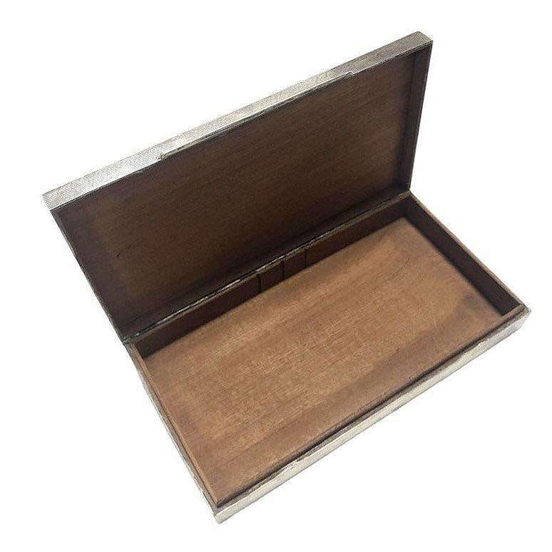German Art Deco Sterling Silver& Mahogany Cigar Box by Dunhill - 20