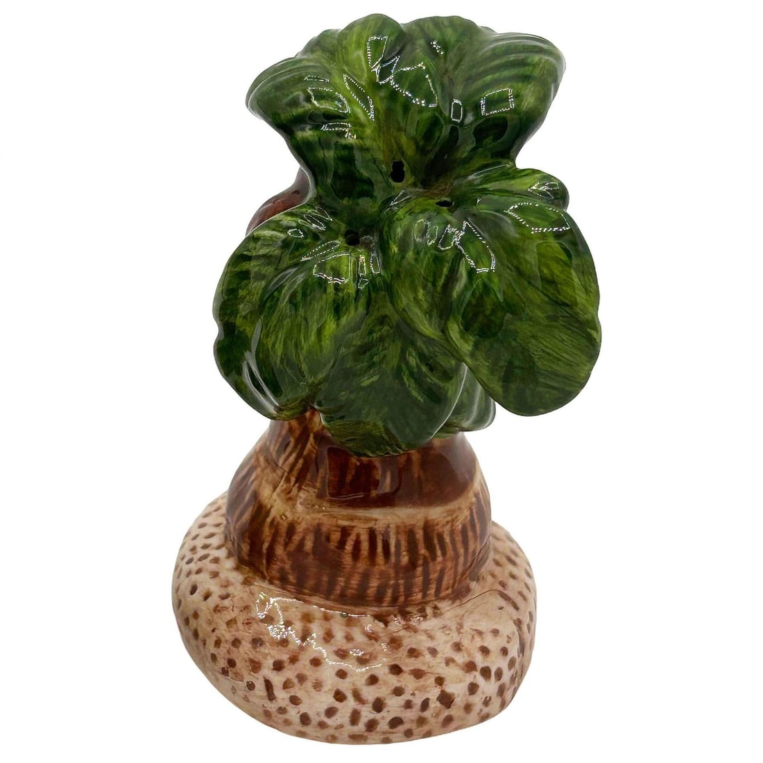 1980's Hula Girl & Palm Tree Ceramic Tabletop Matching Salt & Pepper Shaker Set - 11