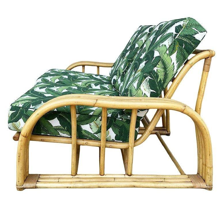 Restored Rattan 3-Strand Sectional Settee Sofa by Paul Laszlo for Ficks Reed - 10