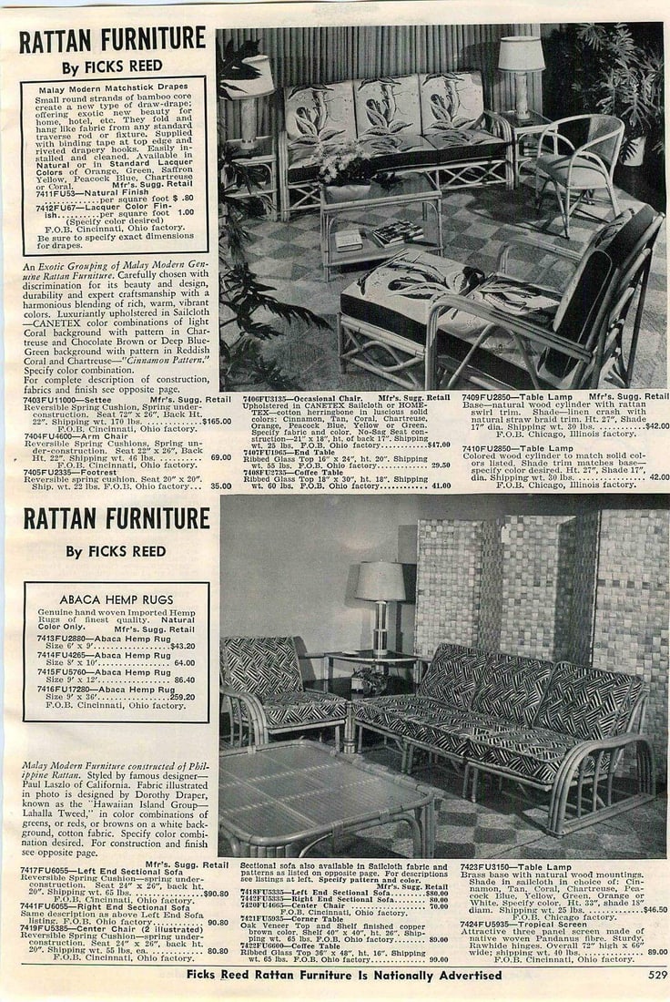 Restored Rattan 3-Strand Sectional Settee Sofa by Paul Laszlo for Ficks Reed - 18