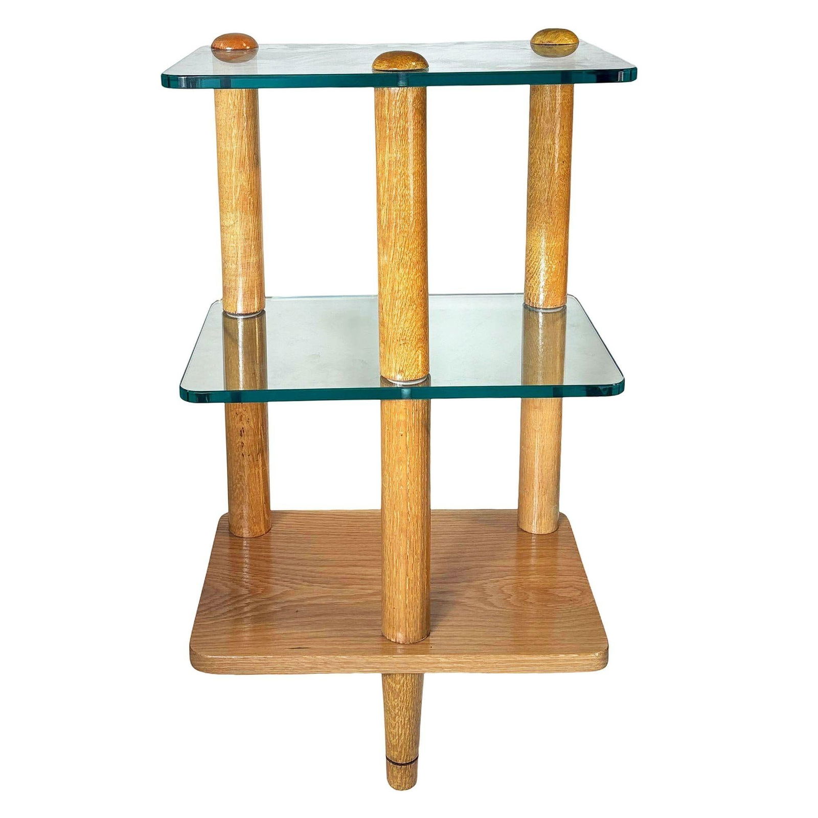 MCM Floating Glass & Walnut 28" Tall Side Table Attributed to Gilbert Rohde - 11