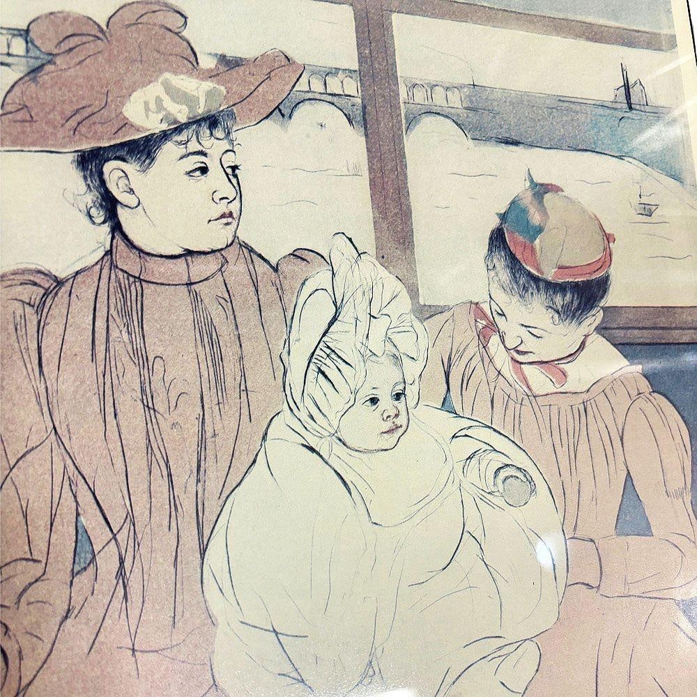 1977 Mary Cassatt In the Omnibus New York Library Art Gallery Poster, Framed - 8