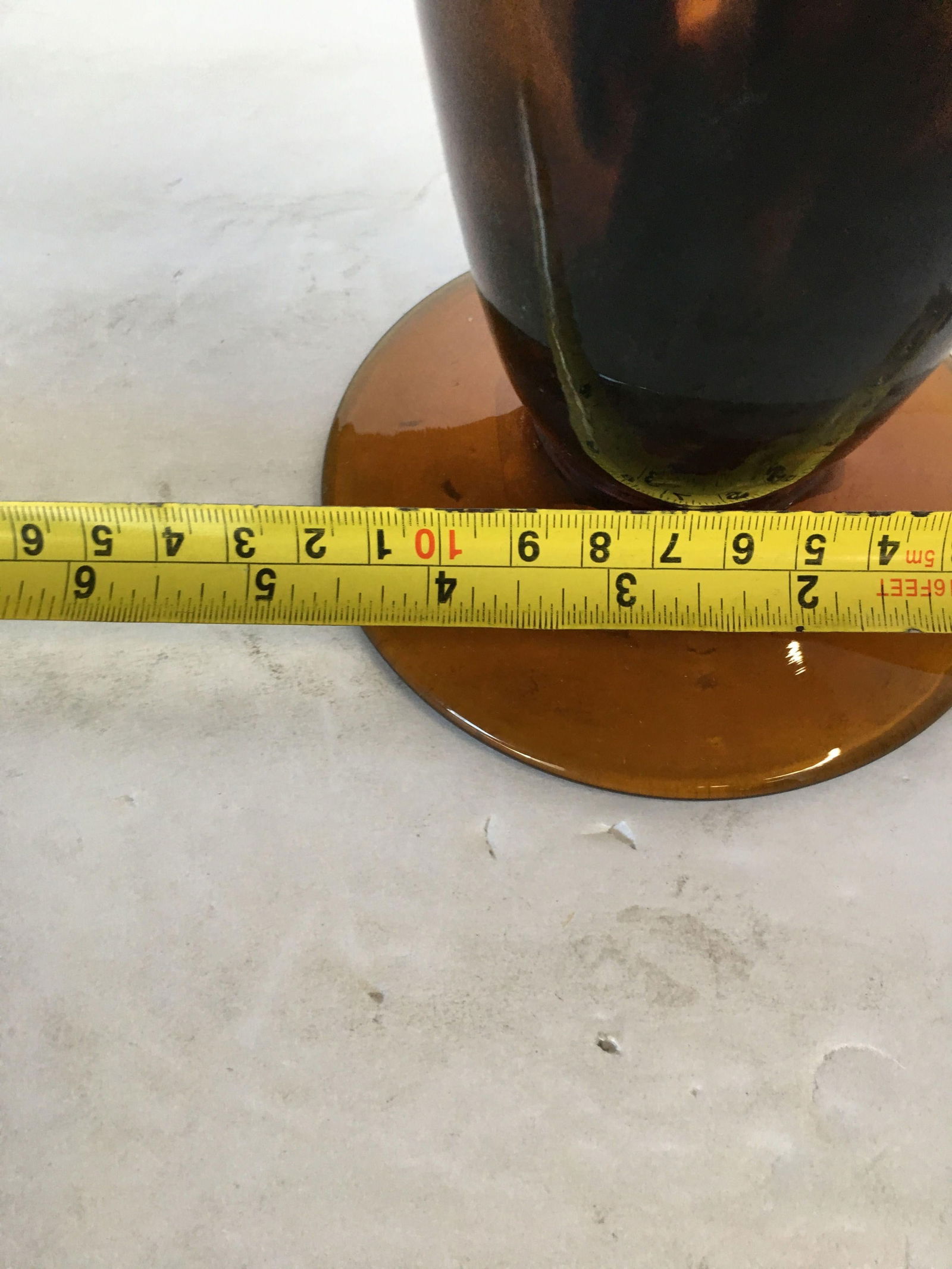 Large Hand Blown Amber Murano Glass Candlestick Holder - 5