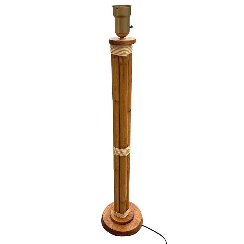 Restored 4-Strand Art Deco Rattan Floor Lamp W/ Stepped Base - 14