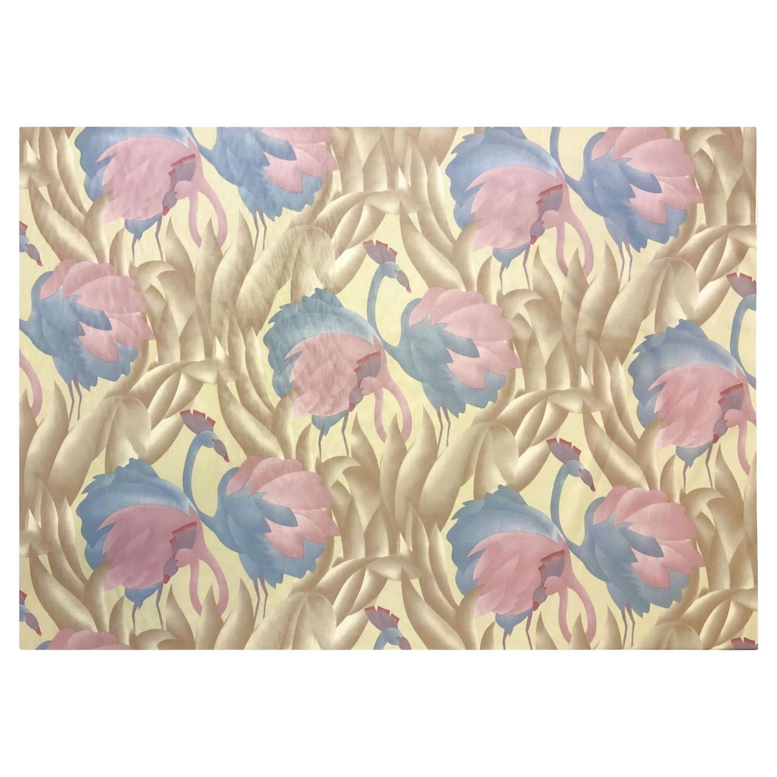 Modern Polished Cotton Fabric With Tropical Flamingo Design, 9 Yards Total: Title: Modern Polished Cotton Fabric With Tropical Flamingo Design, 9 Yards Total Description: This beautiful silky polished cotton fabric is made by Argentea from the design studios of David and