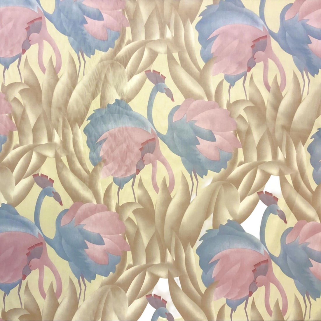 Modern Polished Cotton Fabric With Tropical Flamingo Design, 9 Yards Total - 4