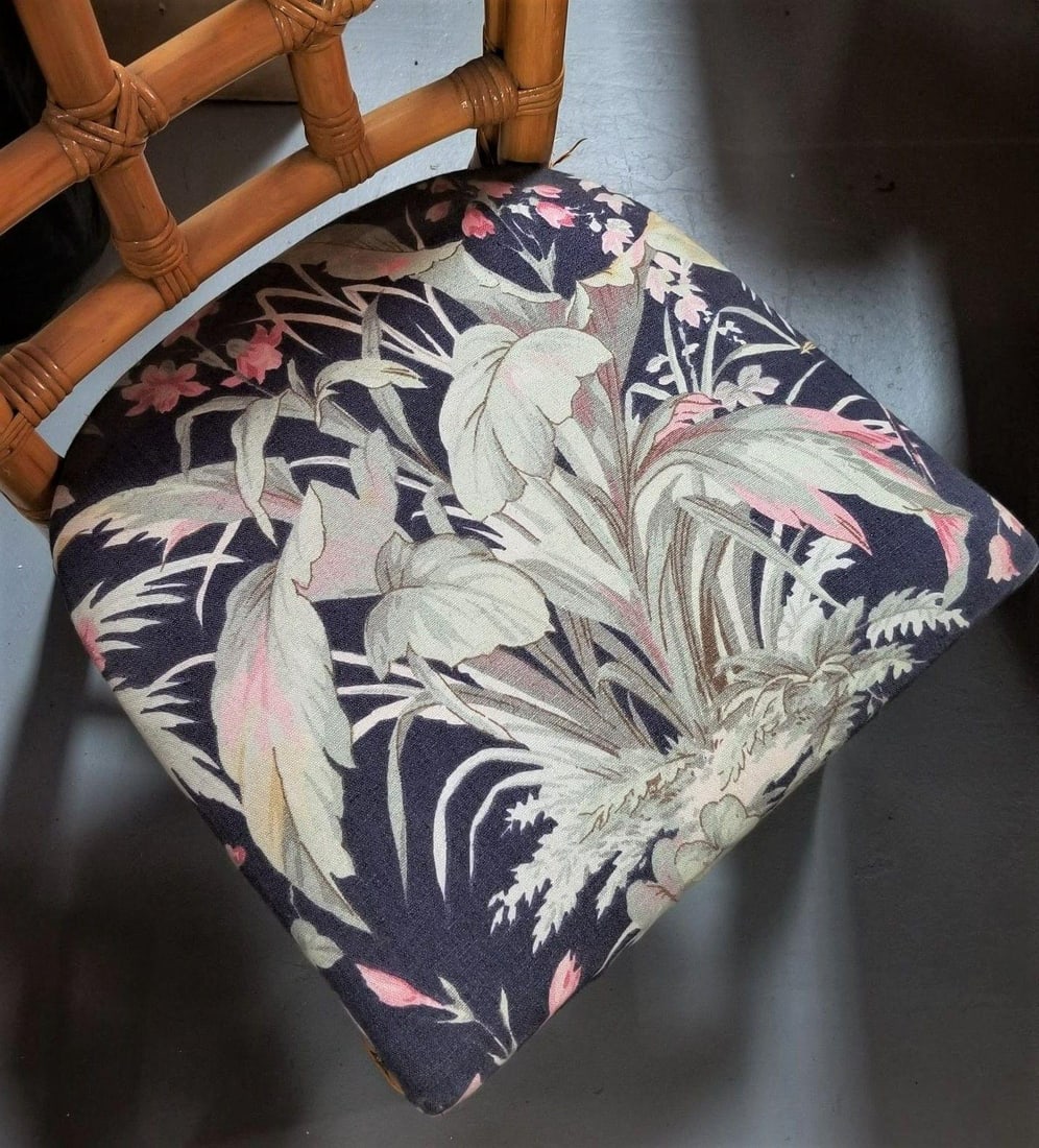 Restored Rattan Dining Chairs set w/ Tic-Tac-Toe Back, Set of 6 - 5