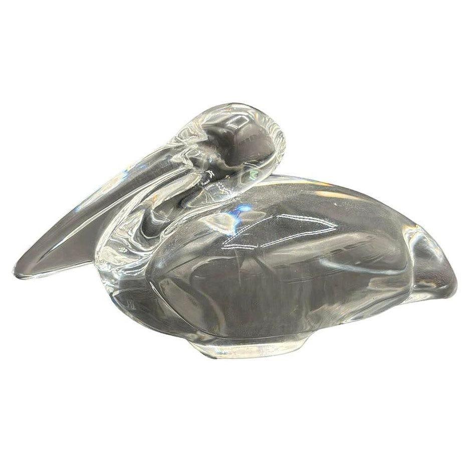 Vintage French Paperweight Crystal Pelican Sculpture, Signed Baccarat - 10