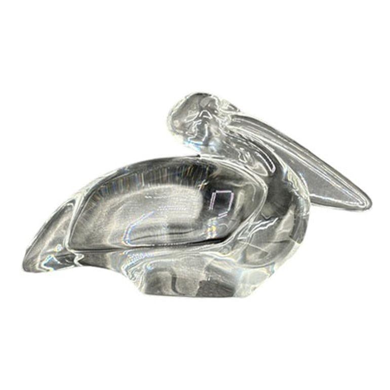 Vintage French Paperweight Crystal Pelican Sculpture, Signed Baccarat - 15