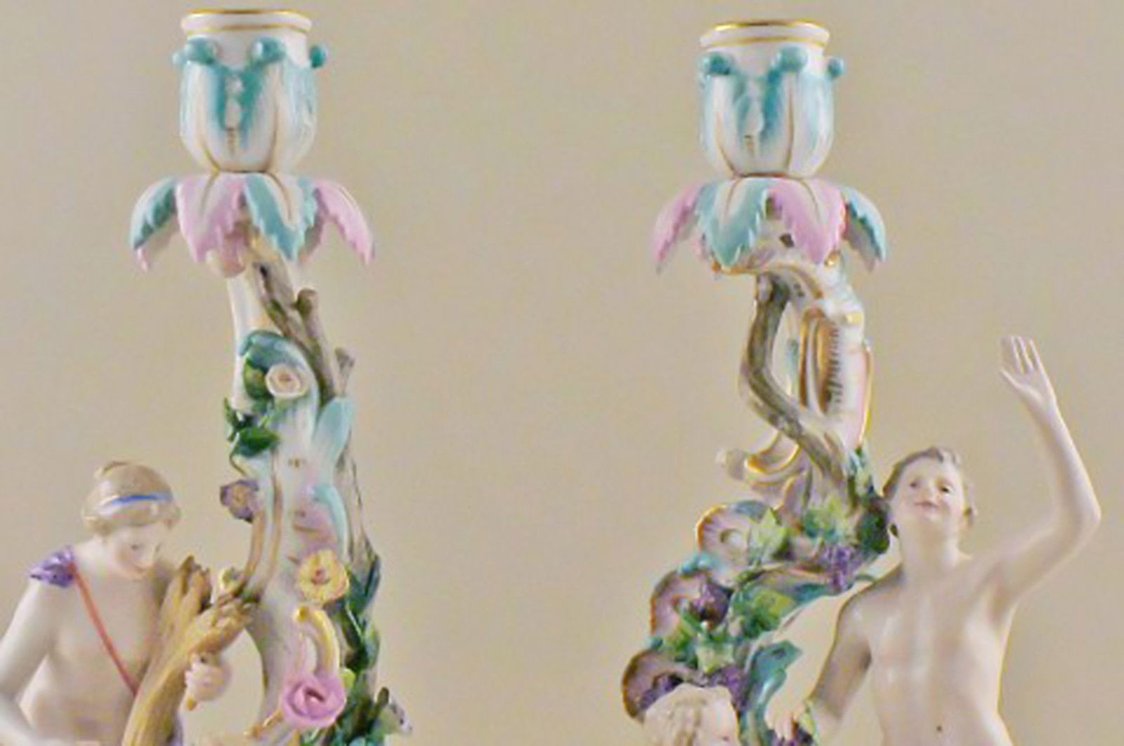 Meissen, pair of antique candlesticks. - 3