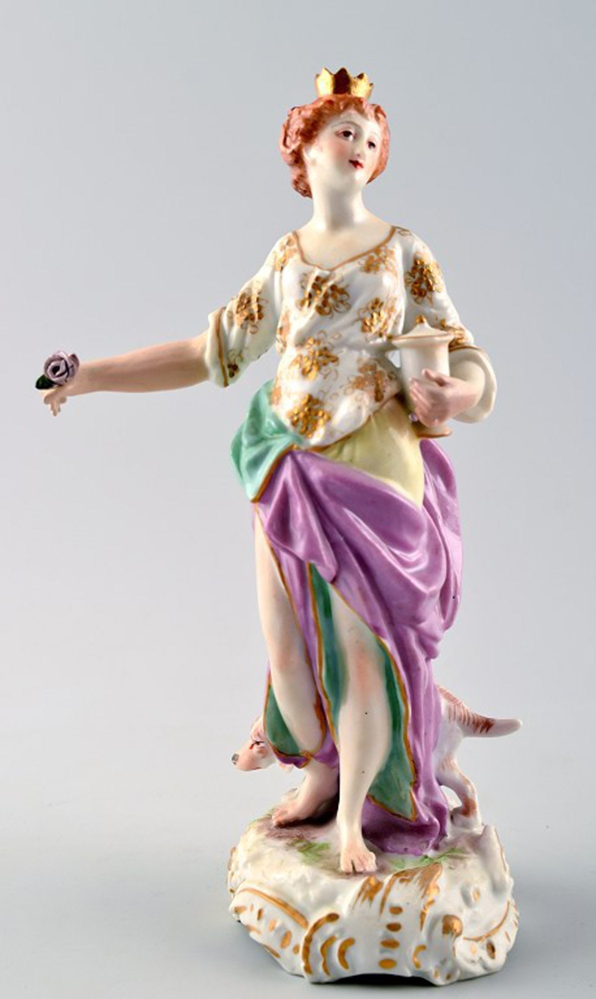 Antique porcelain figurine in Meissen style, late 19c. (1 of 6)