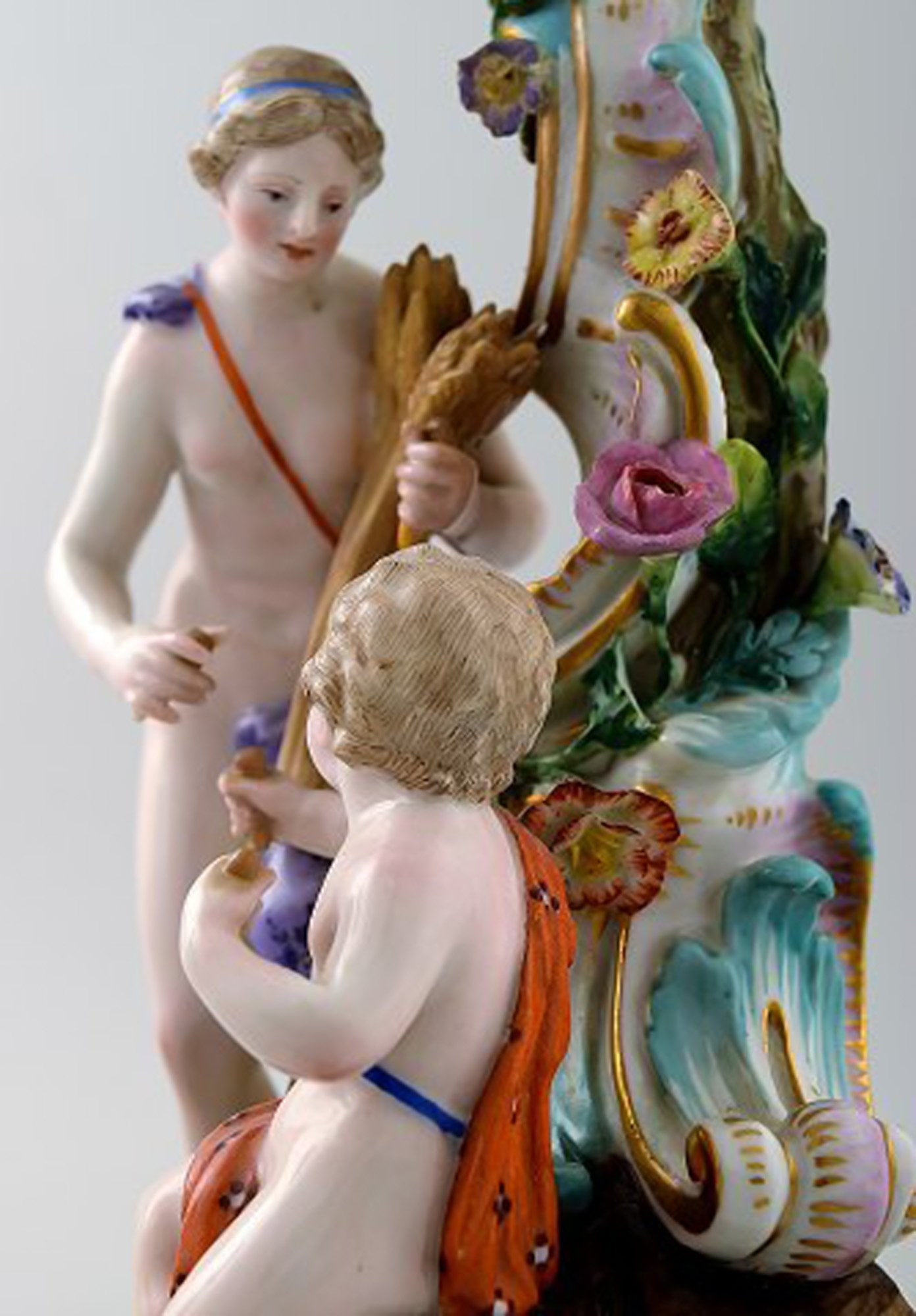 Meissen, pair of antique candlesticks. - 7