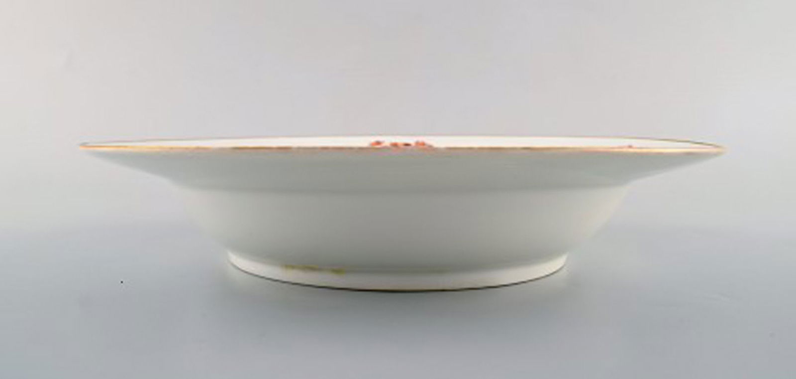 Three antique Meissen porcelain plates with orange hand-painted flowers. Two deep plates and one - 6