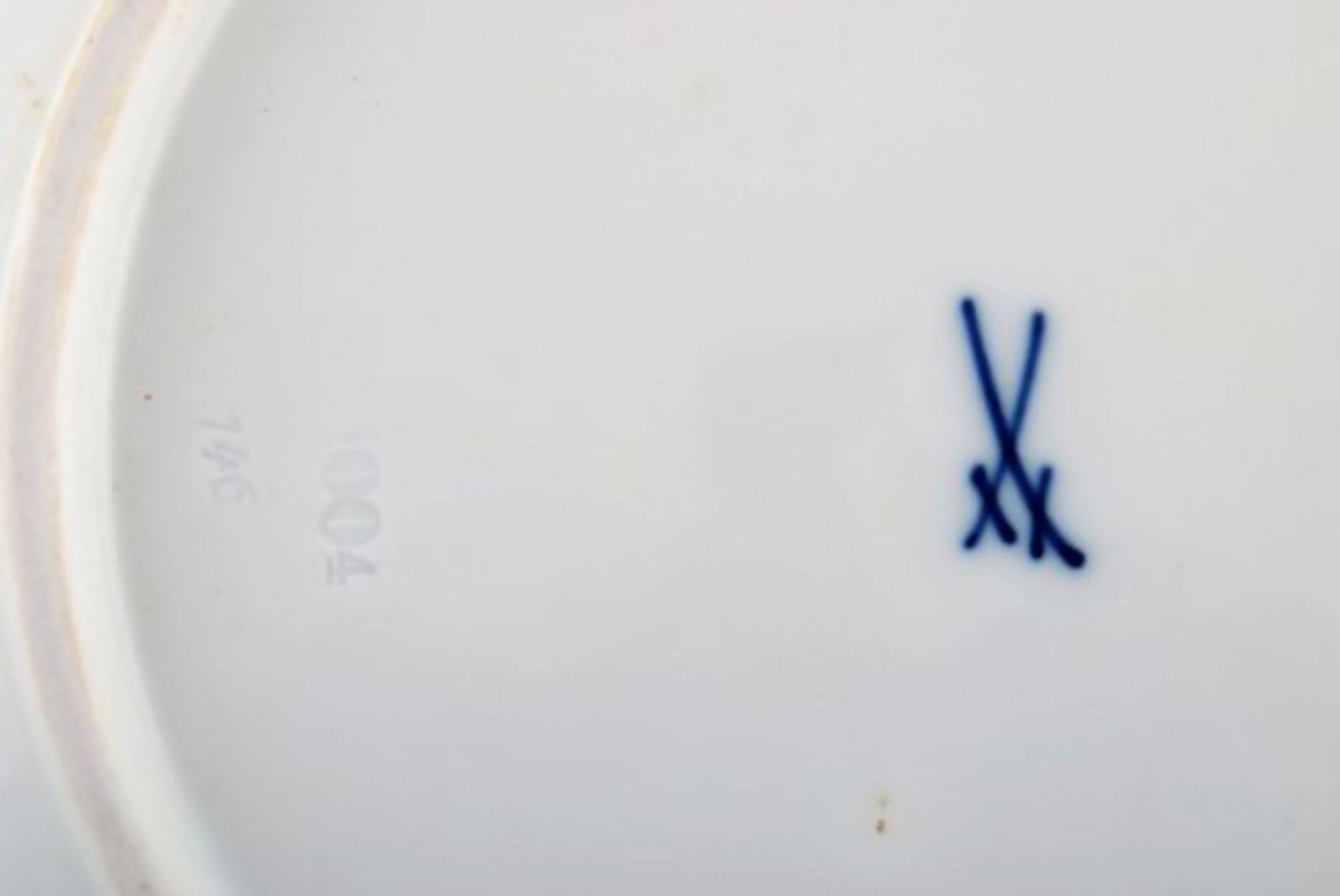 Three antique Meissen porcelain plates with orange hand-painted flowers. Two deep plates and one - 7