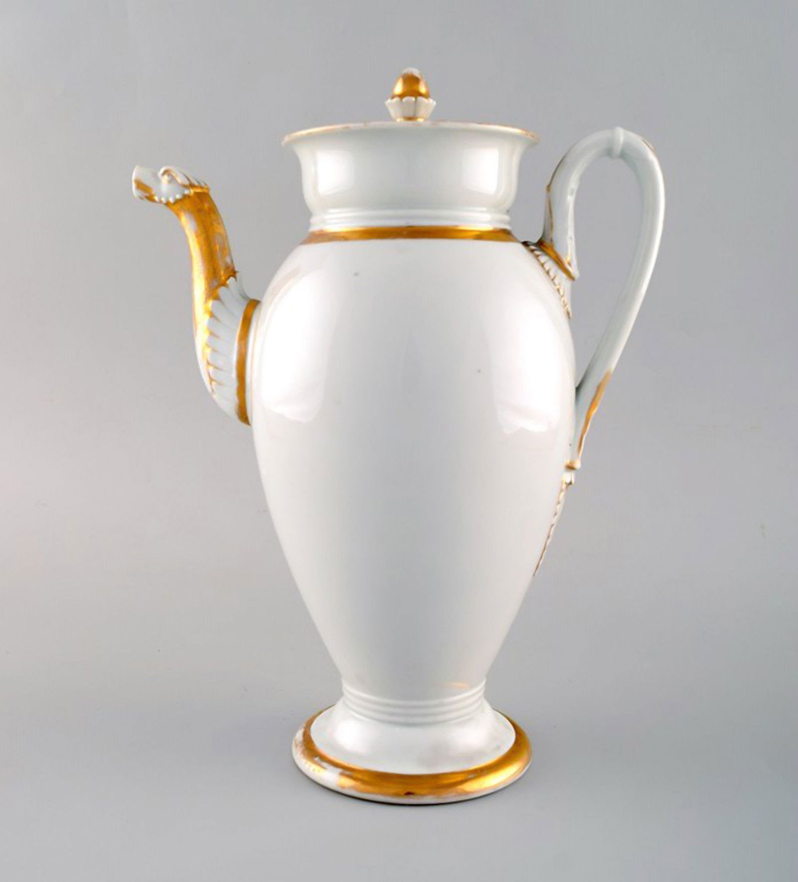 Antique Meissen empire coffee pot with gold decoration. 19th century. (1 of 7)