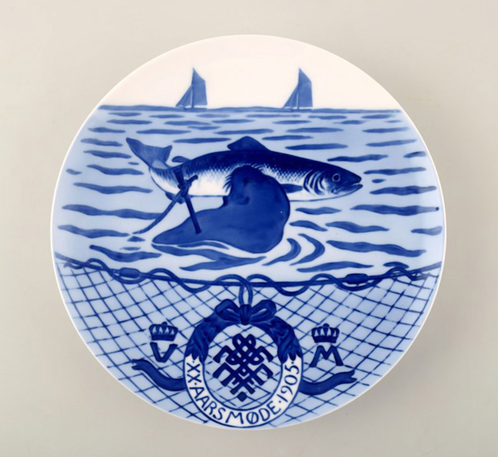 Rare Royal Copenhagen commemorative / jubilee plate. Aarsmøde 1905. Annual Meeting 1905.