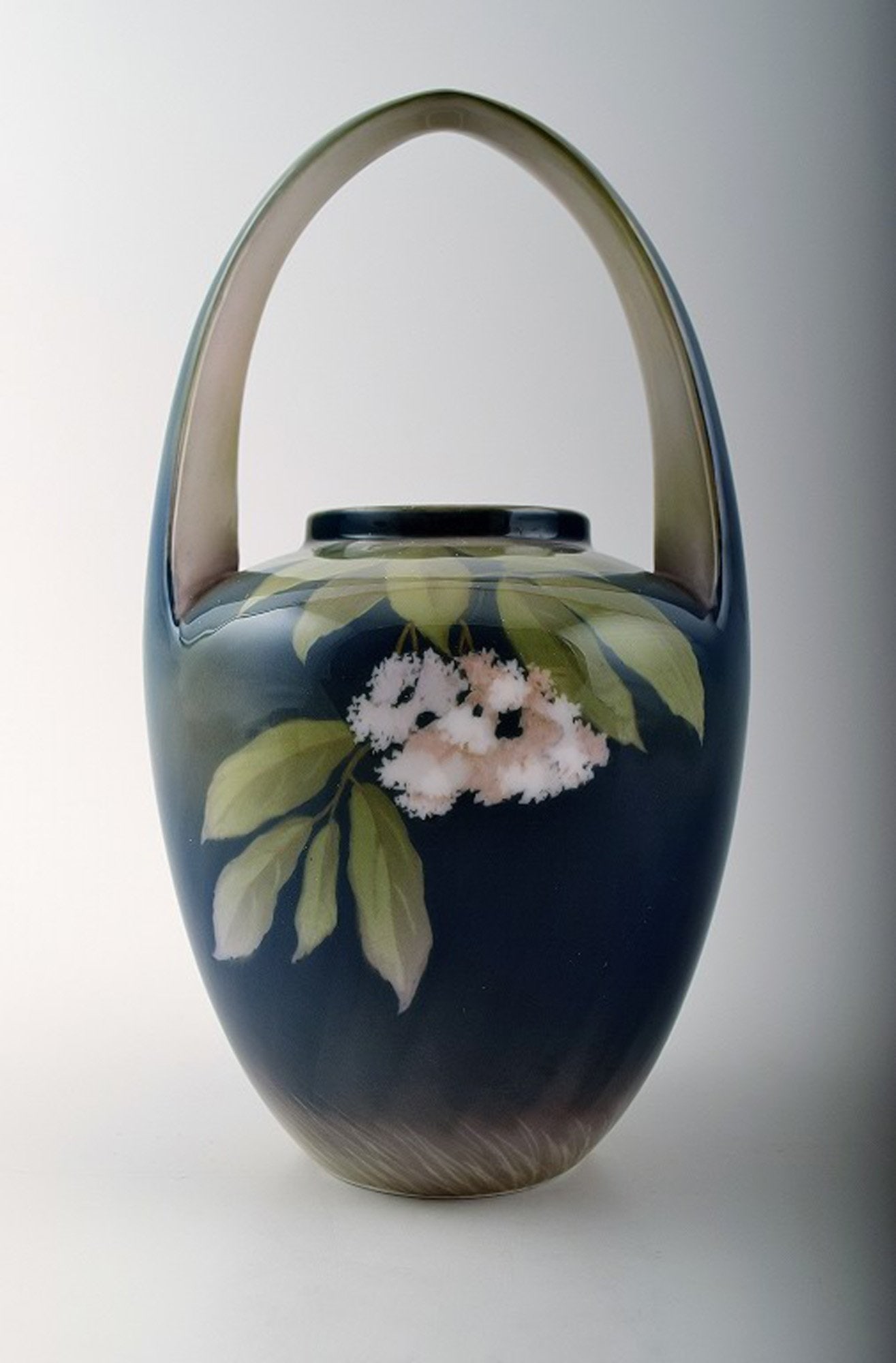 Royal Copenhagen Art Nouveau vase, decorated with flowers. (1 of 3)