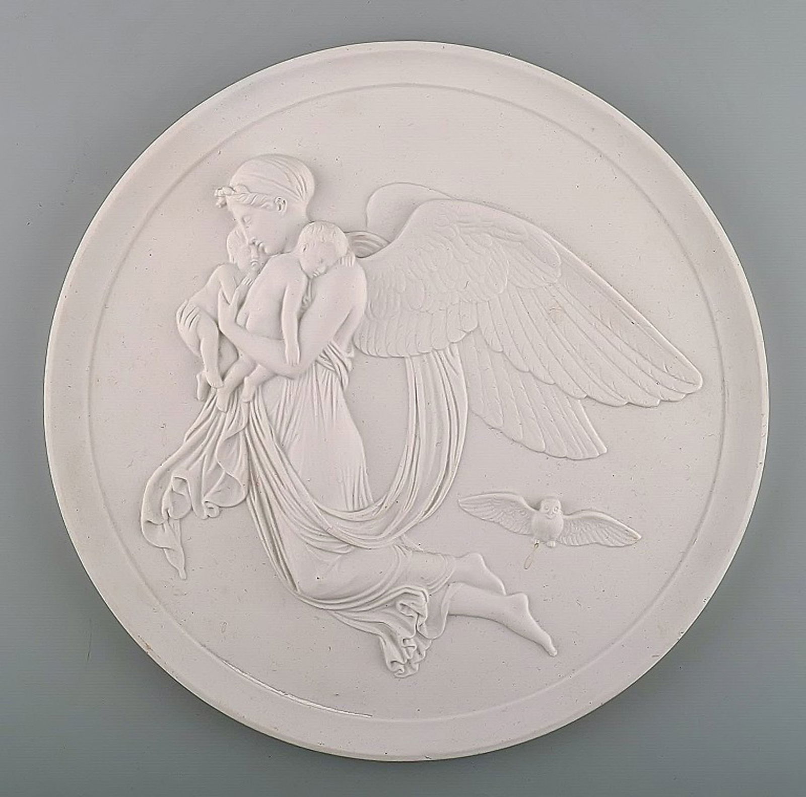 Royal Copenhagen biscuit plate after Thorvaldsen.: Title: Royal Copenhagen biscuit plate after Thorvaldsen. Description: Royal Copenhagen biscuit plate after Thorvaldsen. Stamped VP for S. V. Petersen 1872-77. In perfect condition, 1st factory quality