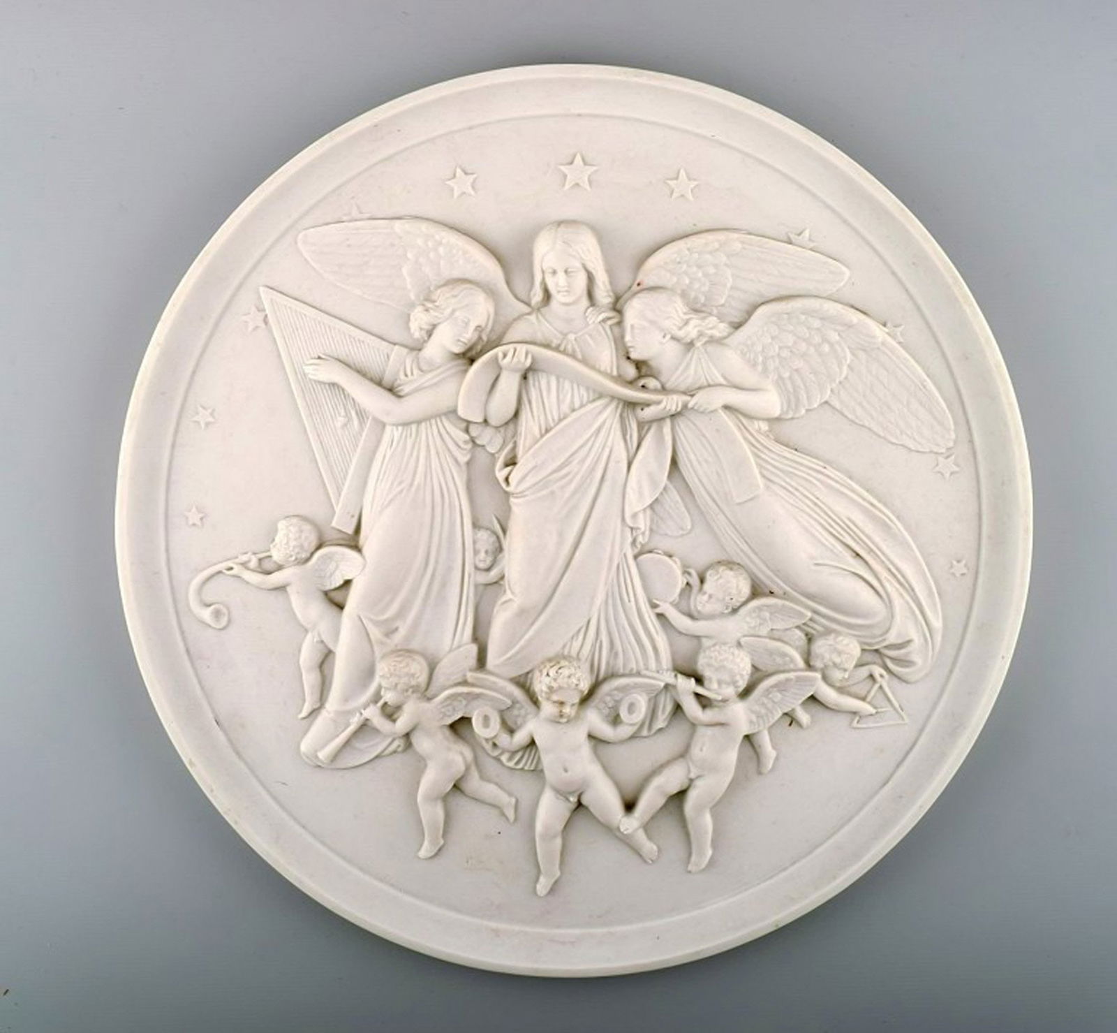 Antique B&G (Bing & Grondahl) Bisque Plate after Thorvaldsen.: Title: Antique B&G (Bing & Grondahl) Bisque Plate after Thorvaldsen. Description: Antique B&G (Bing & Grondahl) Bisque Plate after Thorvaldsen. In perfect condition, 1st. factory quality. Measures 32