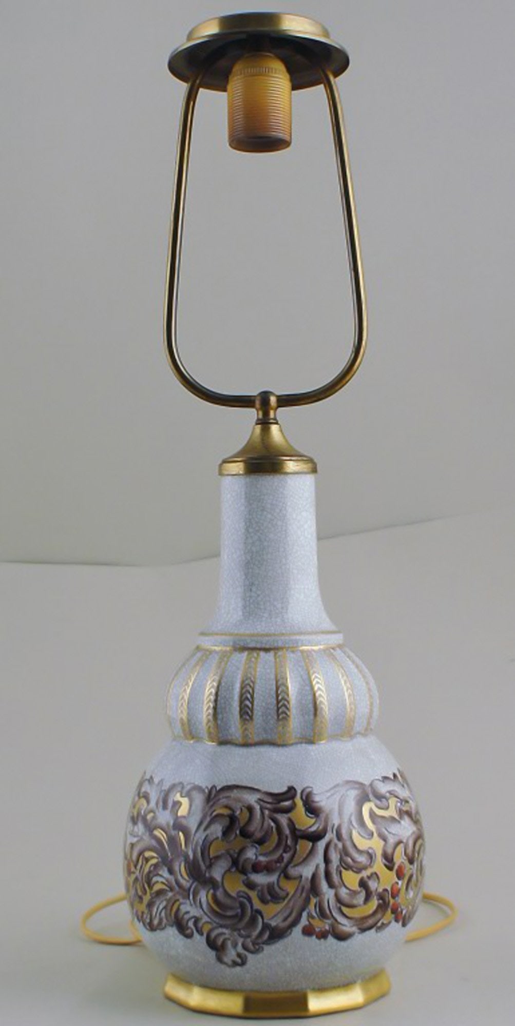 Dahl Jensen table lamp crackle porcelain, decorated in gold. (1 of 6)