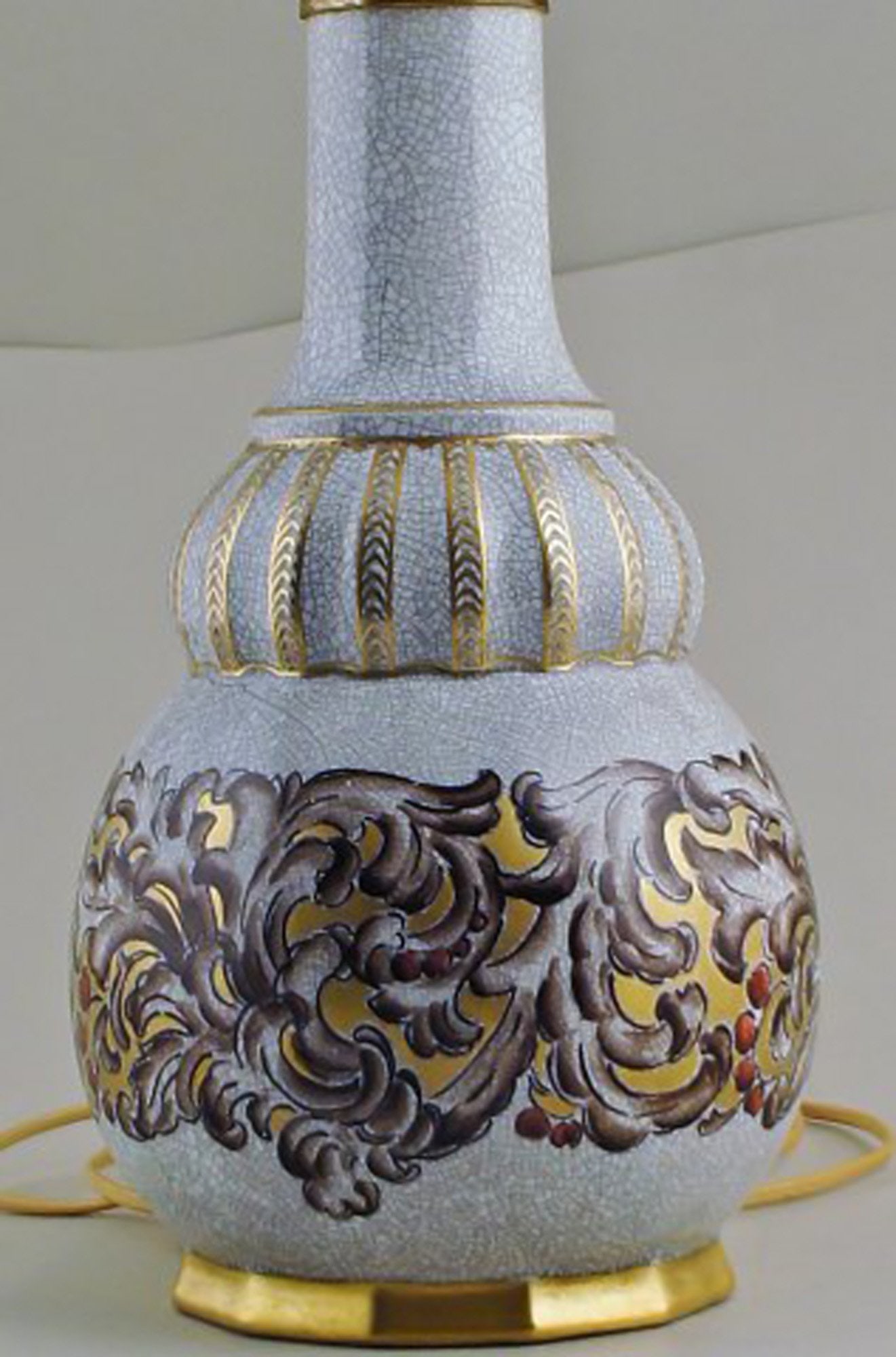 Dahl Jensen table lamp crackle porcelain, decorated in gold. - 2