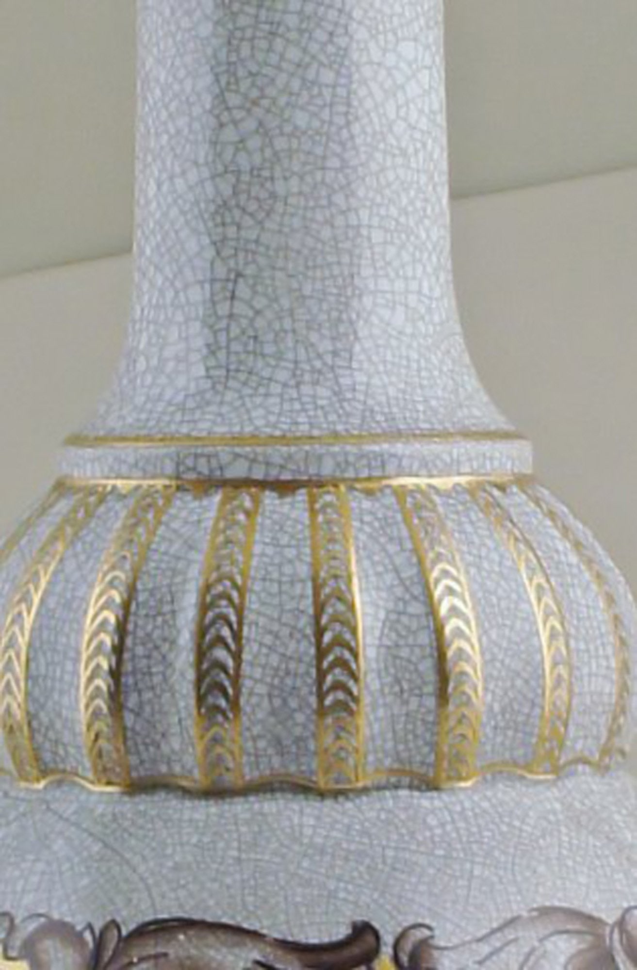 Dahl Jensen table lamp crackle porcelain, decorated in gold. - 4