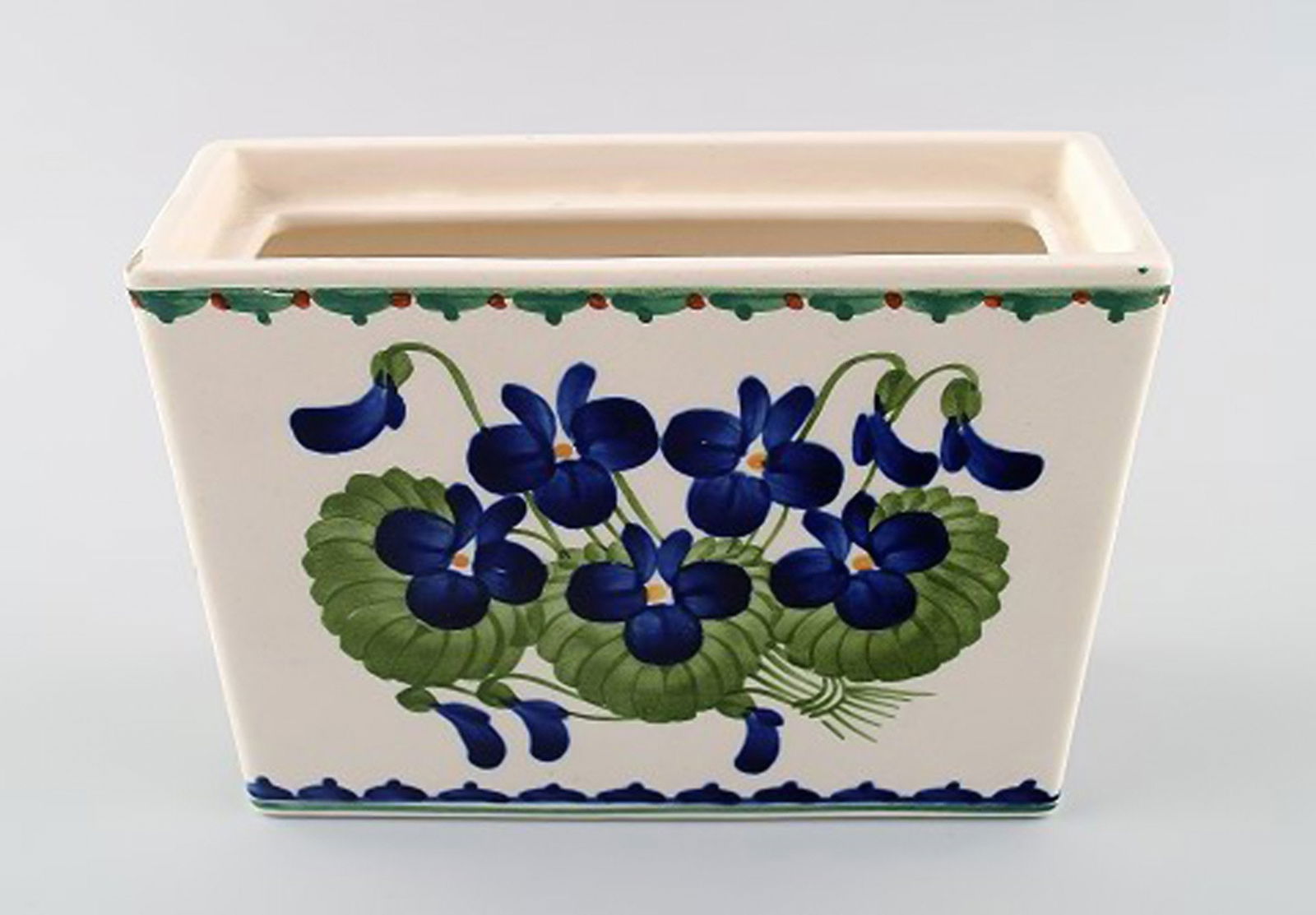 Aluminia vase, decorated with flowers. - 2