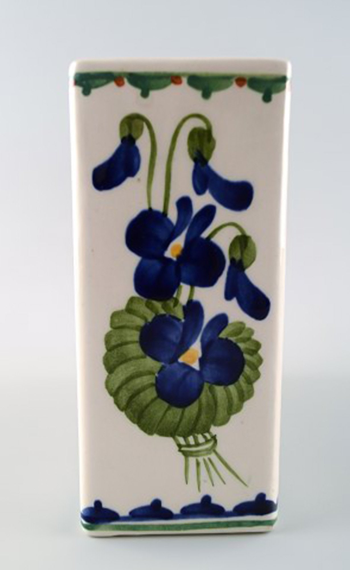Aluminia vase, decorated with flowers. - 3