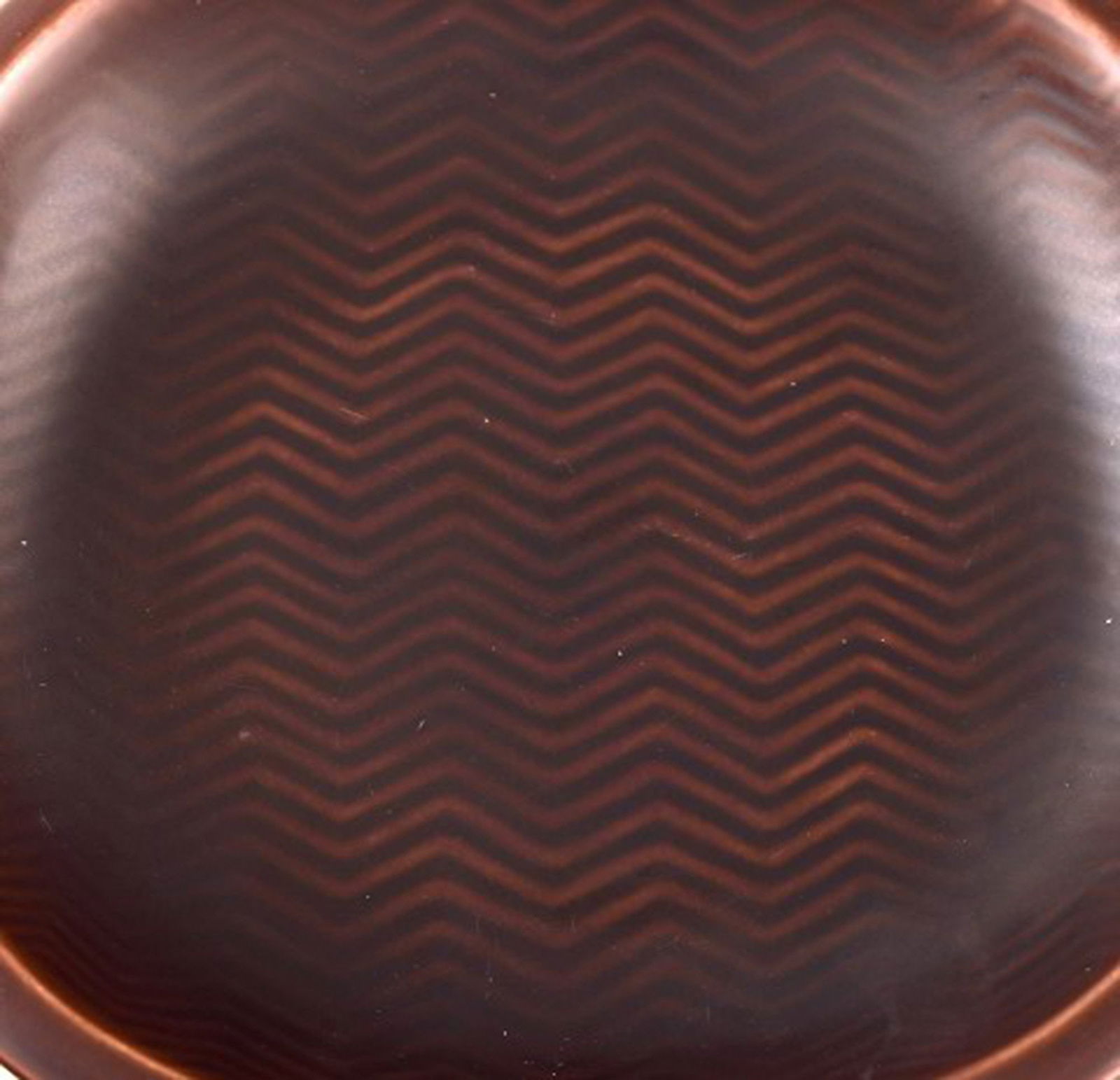 Nils Thorsson for Aluminia. "Marselis" faience bowl with geometric pattern in beautiful ox blood - 4