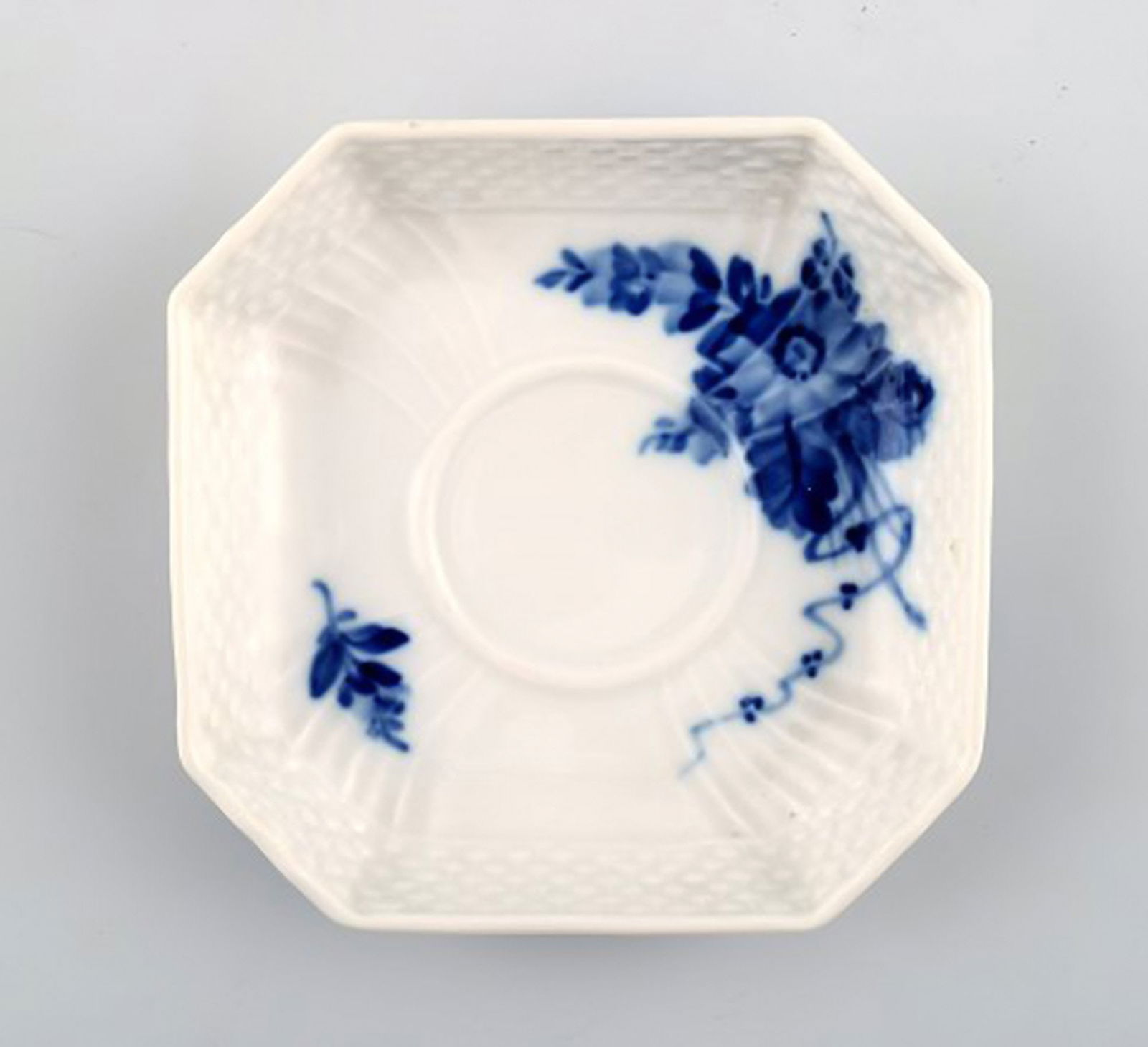 Royal Copenhagen Blue Flower braided, cream cup with square saucer. - 3