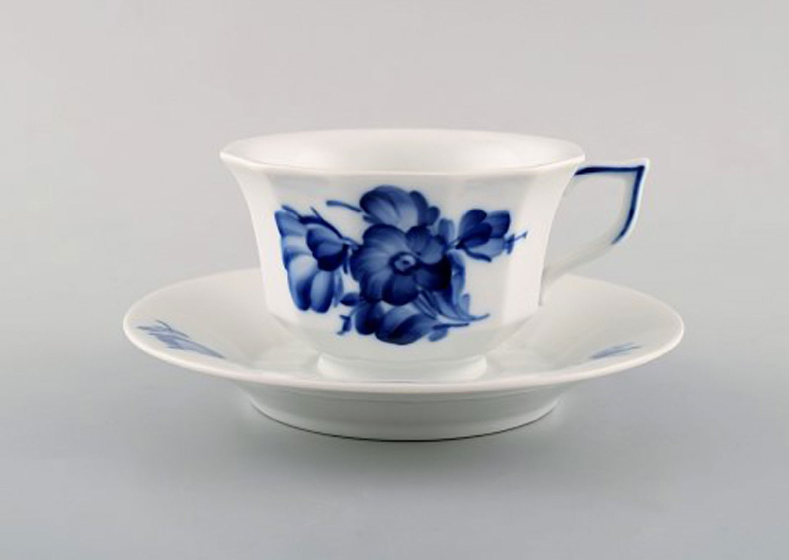 Royal Copenhagen blue flower angular set of one coffee cup with saucers and plate. - 2