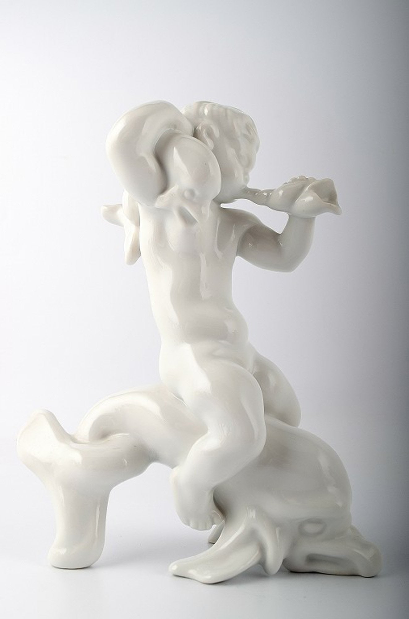 B & G, Bing & Grondahl blanc de chine, faun on dolphin. (1 of 4)