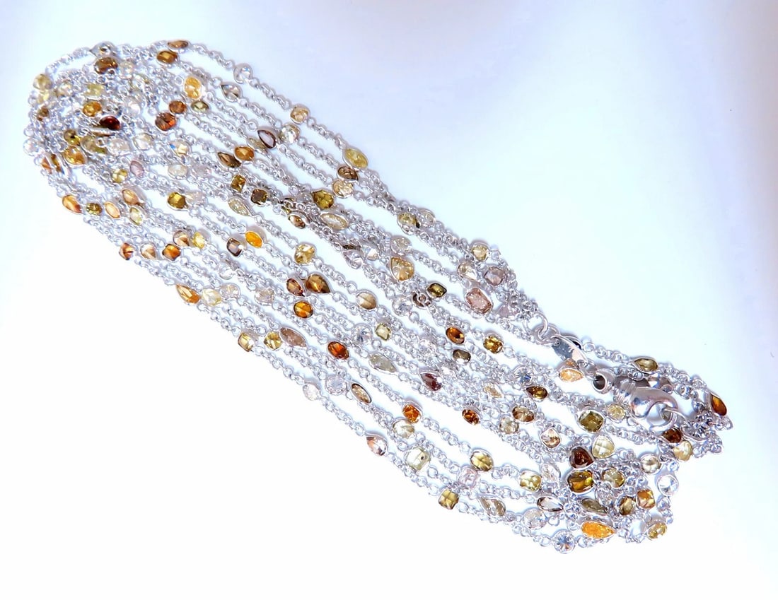 28.18ct Natural Multicolored Fancy Colored Diamonds Yard Necklace 18kt** - 2