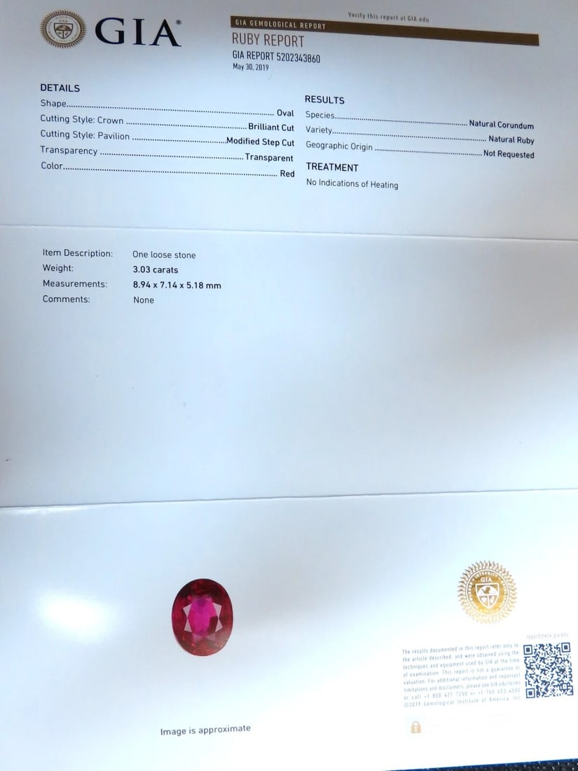 GIA certified 3.03ct no heat natural ruby diamond ring 18kt classic halo - 4