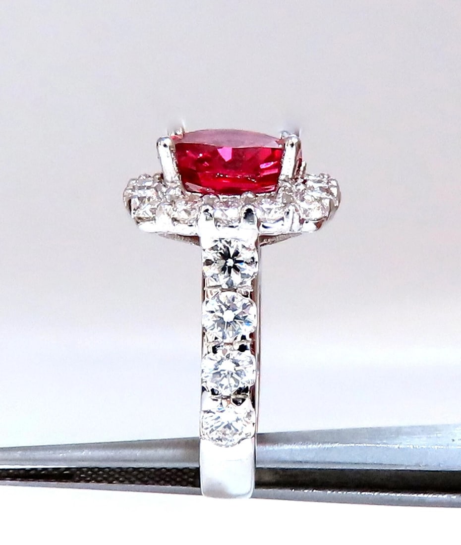 GIA Certified Natural No Heat Spinel 3.86ct Diamonds Cluster Ring 14Kt - 4