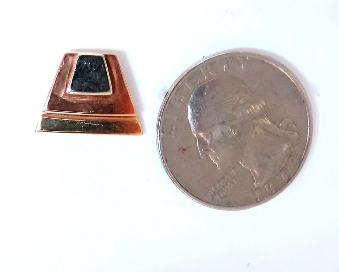 14Kt Gold Pyramid Tri Color Minimalist Earring Handmade Artisan** - 2