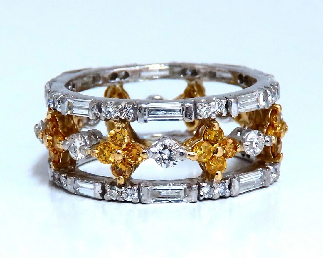 3.25ct Natural Fancy Yellow Baguette & Rounds Platinum Eternity Ring**: Title: 3.25ct Natural Fancy Yellow Baguette & Rounds Platinum Eternity Ring** Description: 3.25ct. Natural Diamonds eternity band 1.00ct Natural Fancy Yellow Diamonds 1.10 Baguette Diamonds 1.15ct