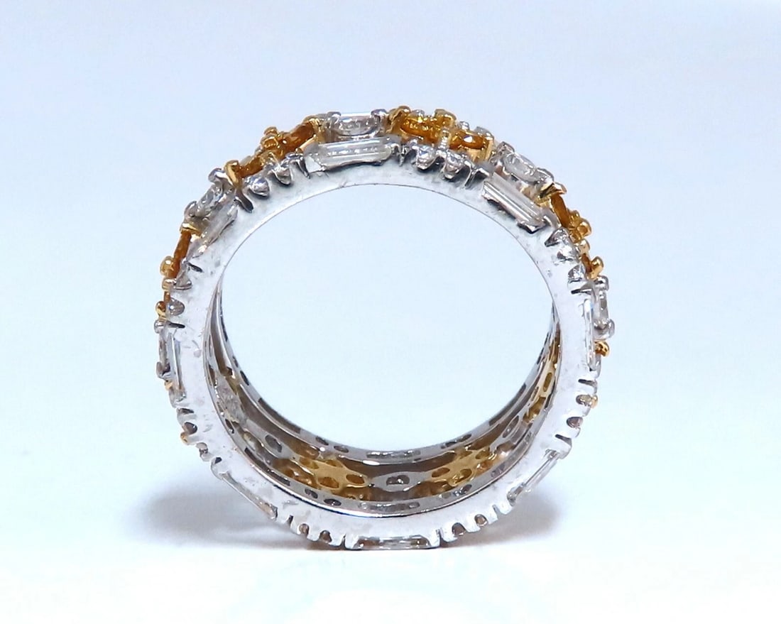 3.25ct Natural Fancy Yellow Baguette & Rounds Platinum Eternity Ring** - 2