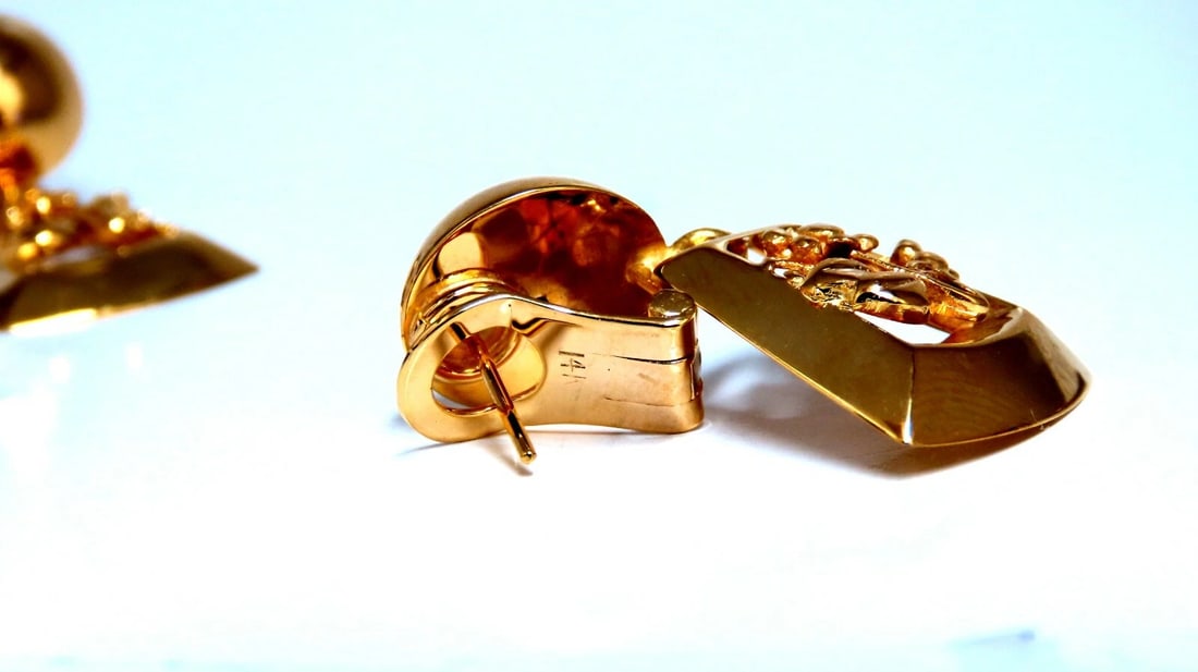 Ball Dome Dangle Deco Earrings 14kt Gold** - 3