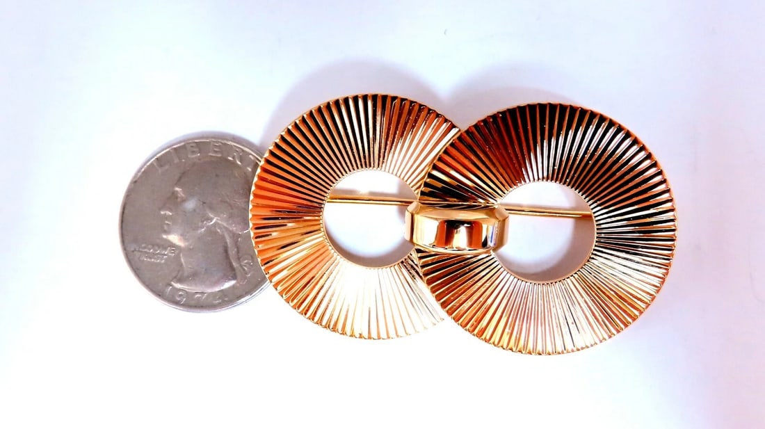 Art Deco Iconic Double Pin Circular Ray 14kt** - 4