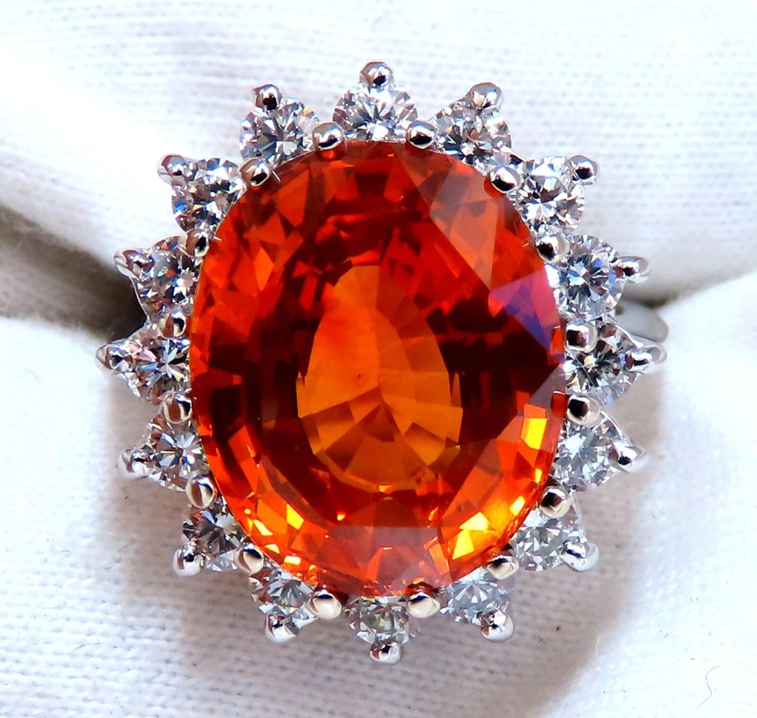10.13ct GIA Certified Natural Orange Sapphire diamonds ring 14kt - 2