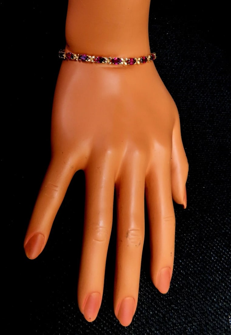 5.50ct Natural Rhodolite Garnet Bracelet 14kt gold** - 5